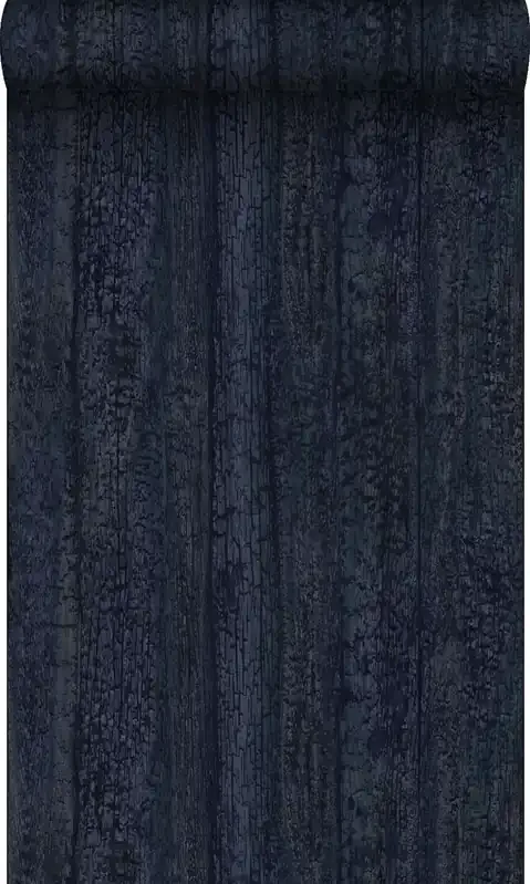 papel pintado tablas de madera quemadas carbonizadas azul oscuro de Origin Wallcoverings – 347532