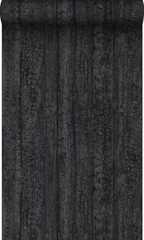 papel pintado tablas de madera quemadas carbonizadas negro oscuro de Origin Wallcoverings – 347531