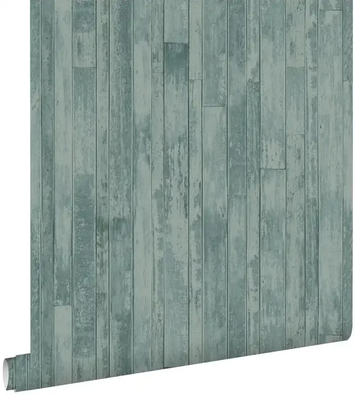 papel pintado tablones de madera recuperada vintage verde grisáceo de ESTAhome – 128840