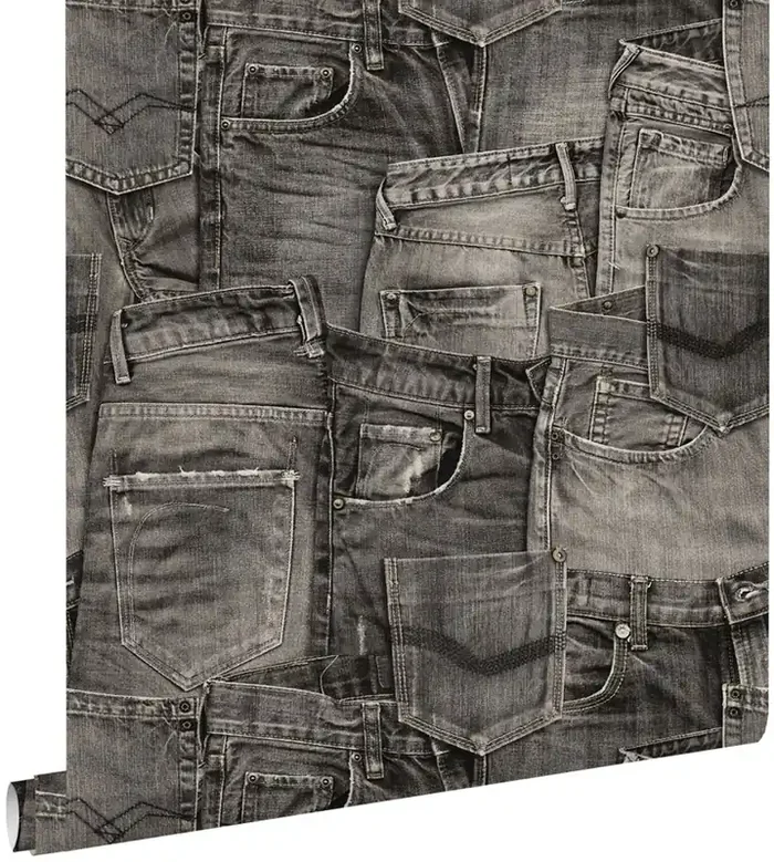 papel pintado tela de jeans negro de ESTAhome – 137738