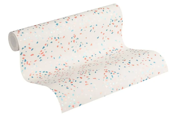 papel pintado terrazo azul, rosa y blanco de Livingwalls – AS-373943