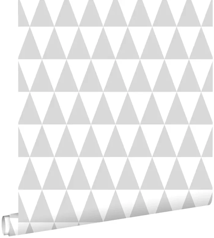 papel pintado triángulo geométrico gráfico gris claro cálido y blanco mate de ESTAhome – 128842