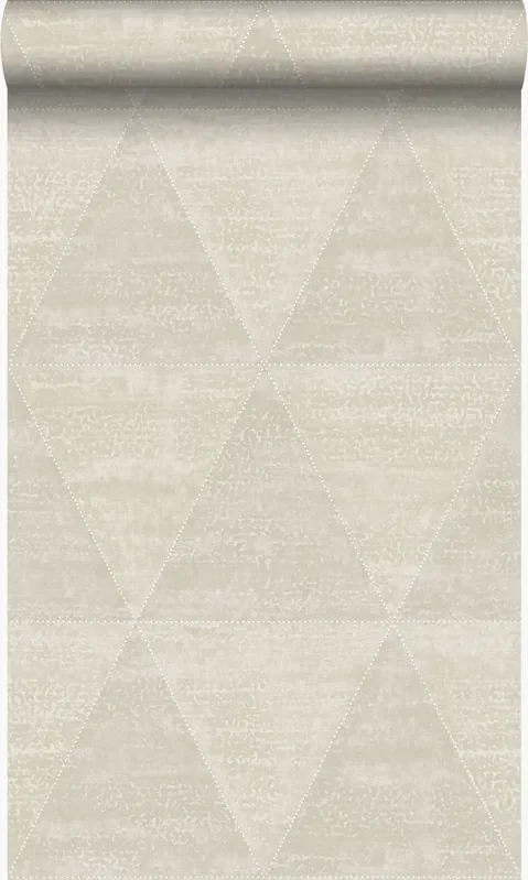 papel pintado triángulos de metal desgastado, alterado y resistido beige de Origin Wallcoverings – 337257