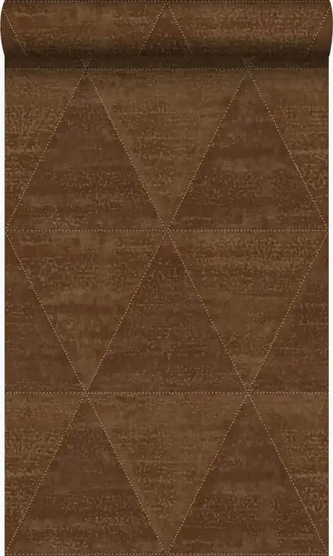 papel pintado triángulos de metal desgastado, alterado y resistido marrón herrumbre de Origin Wallcoverings – 337604