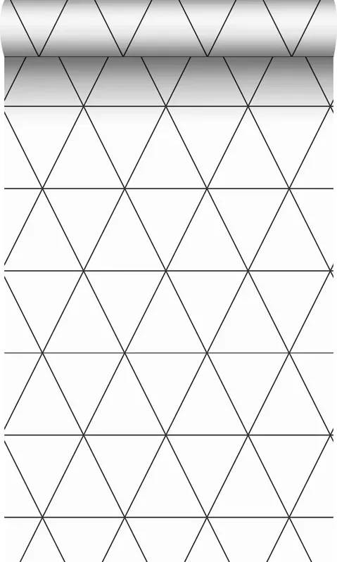 papel pintado triángulos gráficos blanco y negro de Origin Wallcoverings – 347683