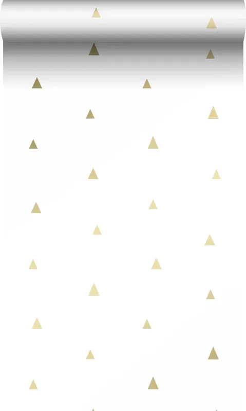 papel pintado triángulos gráficos blanco y oro de Origin Wallcoverings – 347680