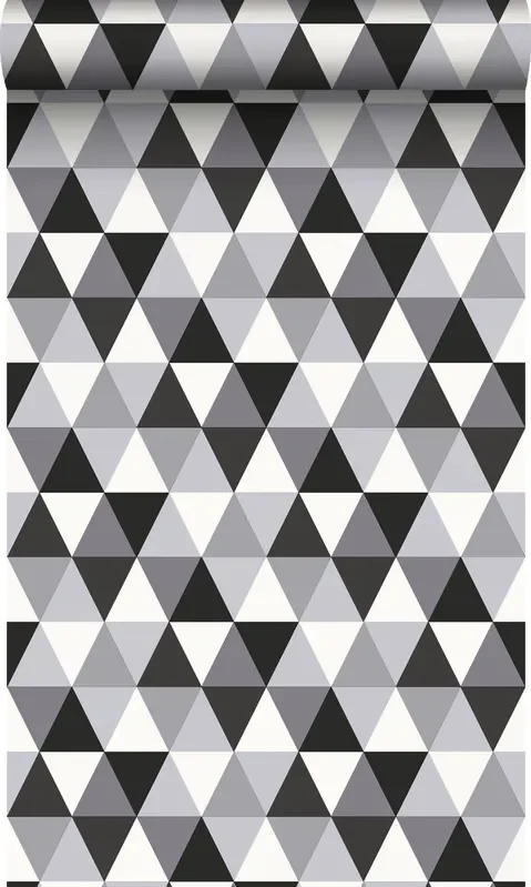 papel pintado triángulos gráficos negro y blanco de Origin Wallcoverings – 347202