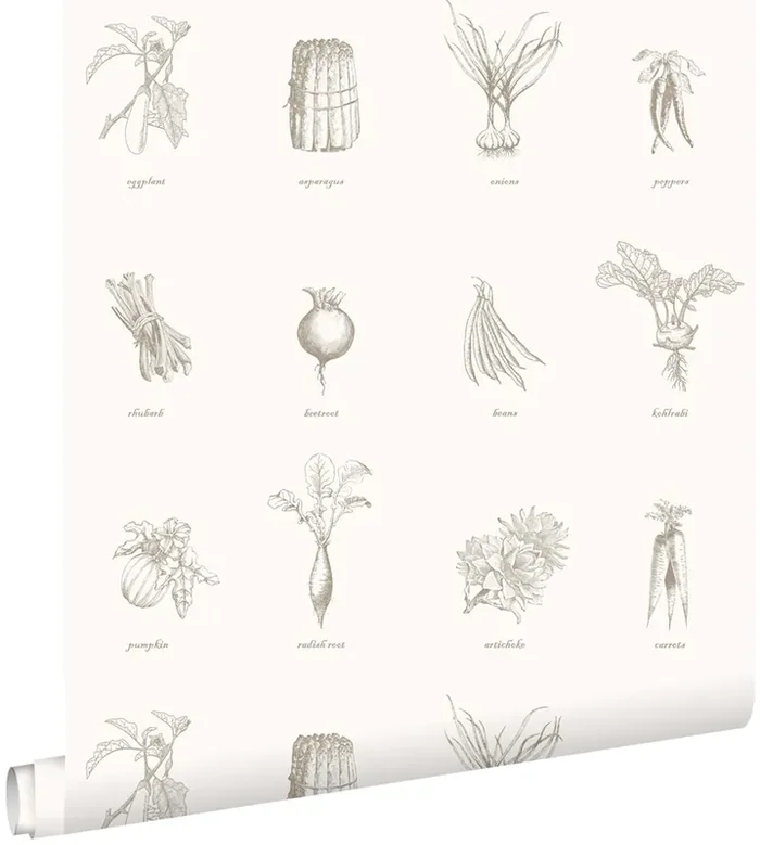 papel pintado verduras beige de ESTAhome – 127613