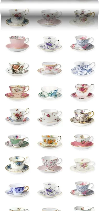 papel pintado XXL tazas y platillos multicolor de ESTAhome – 158111