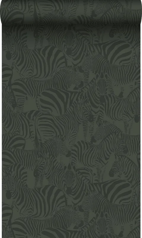 papel pintado zebra verde oscuro de Origin Wallcoverings – 347913