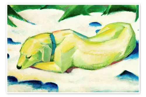 Perro acostado en la nieve de Franz Marc Master Collection