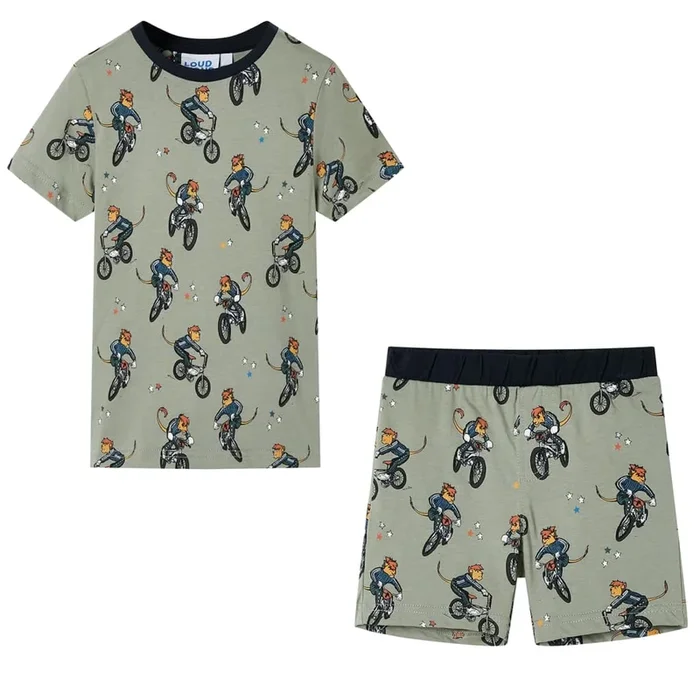 Pijama de manga corta infantil caqui claro 116 (2)