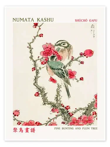 Pine Bunting & Plum Tree de Numata Kashu Exhibition Posters