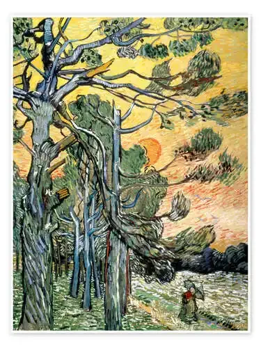 Pines with Setting Sun and Woman de Vincent van Gogh ARTOTHEK