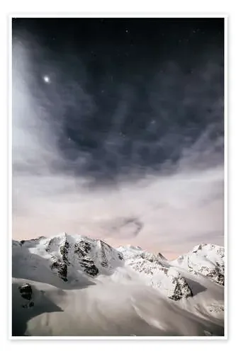 Piz Palu in moonlight, view from Diavolezza, Engadin, Switzerland de Peter Wey