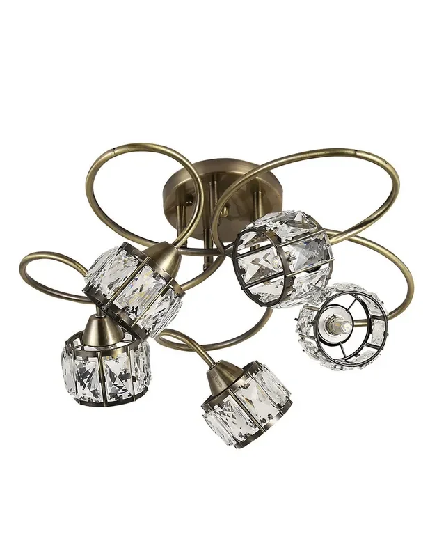 Plafón Brazo Espiral Cuero 5 Luces