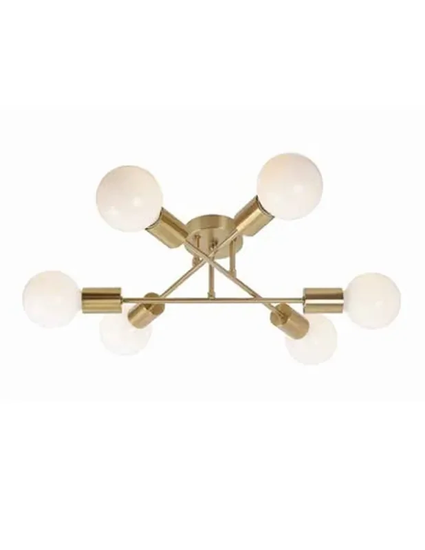Plafón Estilo Retro 6 Luces Oro Mate