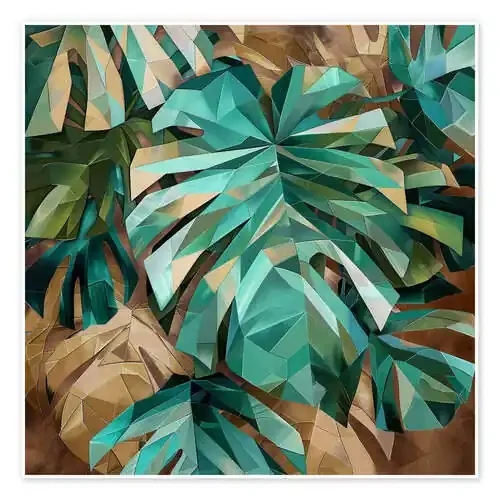 Polygonal Tropical Leaves in Emerald Tones de Maria Tuzhilkina