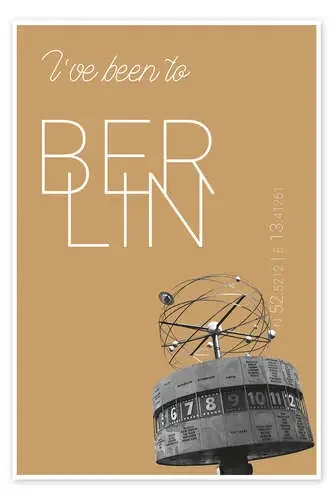 Popart Berlin World Clock I have been to Color Pale gold de campus graphics