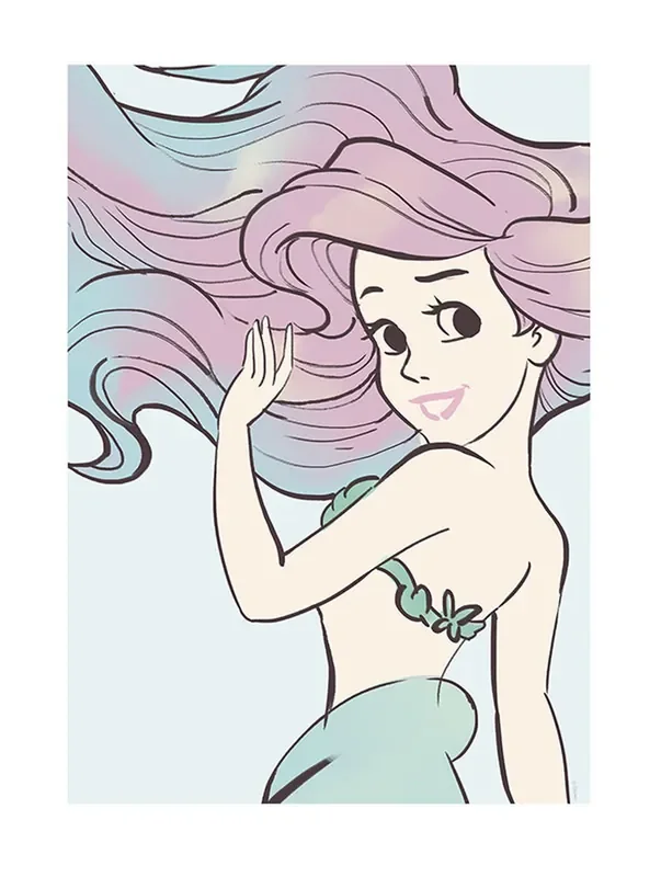 póster decorativo Ariel – La sirenita morado y verde de Disney – 610086