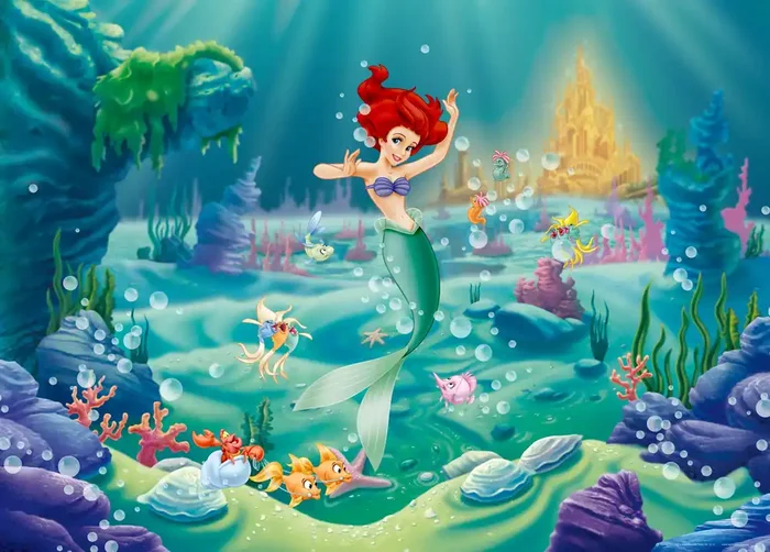 póster decorativo Ariel – La sirenita verde, azul y rojo de Disney – 600648
