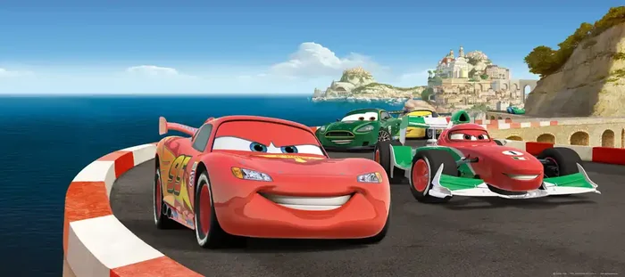 póster decorativo Cars azul, rojo y verde de Disney – 600876