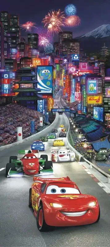 póster decorativo Cars rojo, morado y gris de Disney – 600752