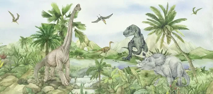 póster decorativo dinosaurios verde de Sanders & Sanders – 601264