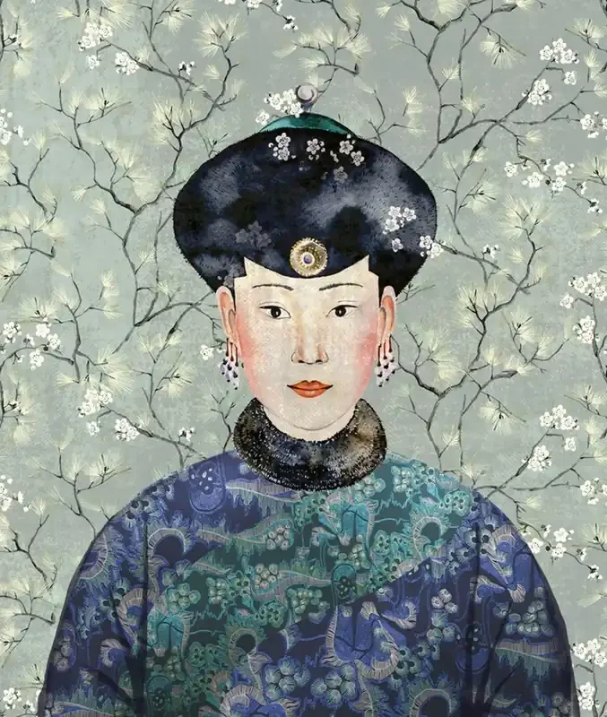 póster decorativo diseño oriental azul agrisado y verde de Masureel – 630422
