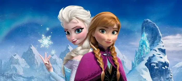 póster decorativo Frozen Anna & Elsa azul y morado de Disney – 600889