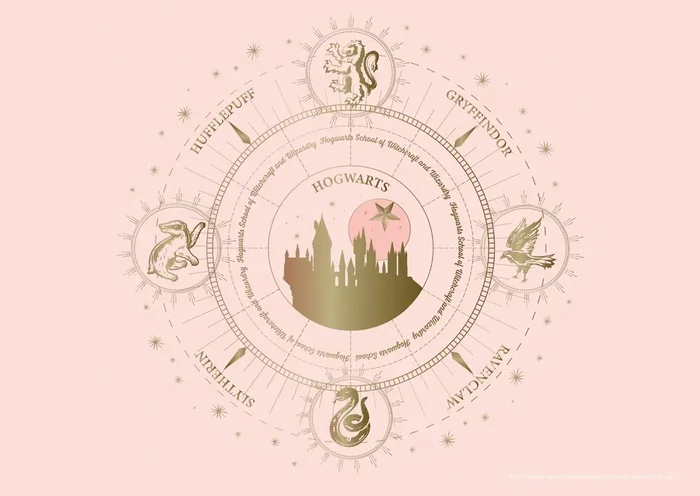 póster decorativo Harry Potter Colegio Hogwarts rosa suave de Sanders & Sanders – 601252