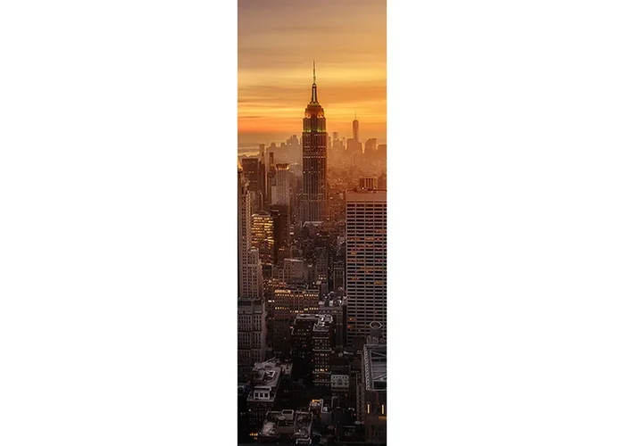 póster decorativo Horizonte de Nueva York naranja cálido y marrón de Sanders & Sanders – 601068