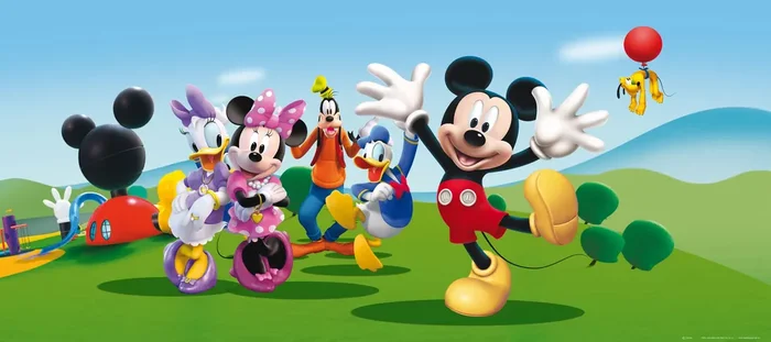 póster decorativo Mickey Mouse azul y verde de Disney – 600877