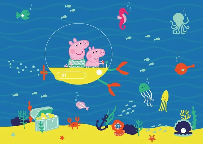 póster decorativo Peppa Pig azul y amarillo de Sanders & Sanders – 601257