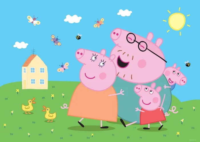 póster decorativo Peppa Pig verde, azul y rosa de Sanders & Sanders – 601256