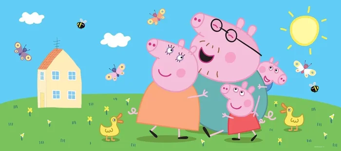 póster decorativo Peppa Pig verde, azul y rosa de Sanders & Sanders – 601272