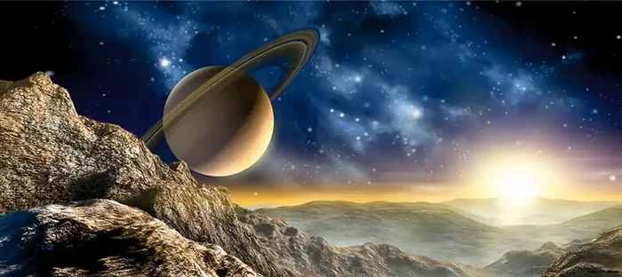 póster decorativo planetas en el espacio beige y azul de Sanders & Sanders – 600937
