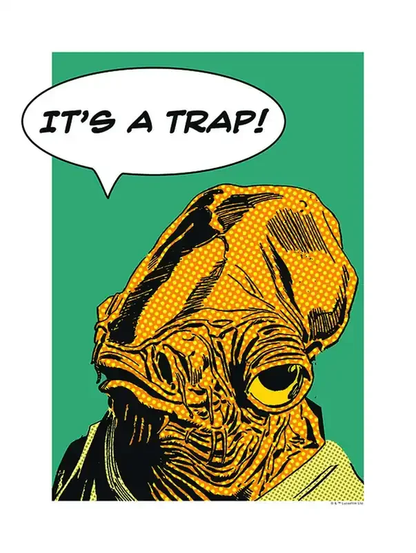 póster decorativo Star Wars Ackbar amarillo ocre y azul petroleo de Disney – 611677