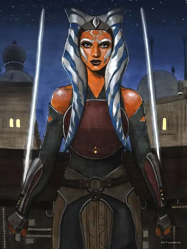 póster decorativo Star Wars Ahsoka marrón y azul de Disney – 612861