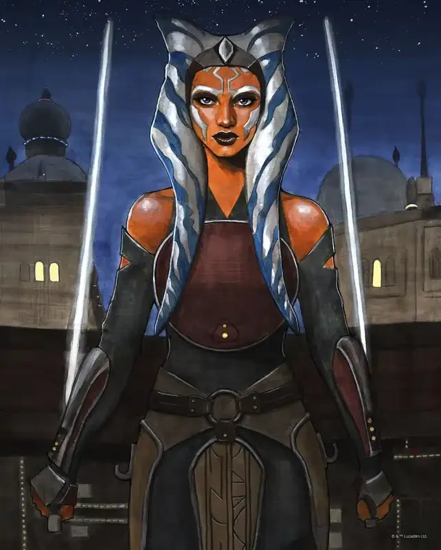 póster decorativo Star Wars Ahsoka marrón y azul de Disney – 612862