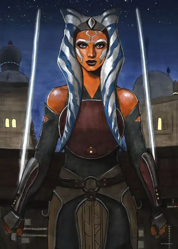 póster decorativo Star Wars Ahsoka marrón y azul de Disney – 612863