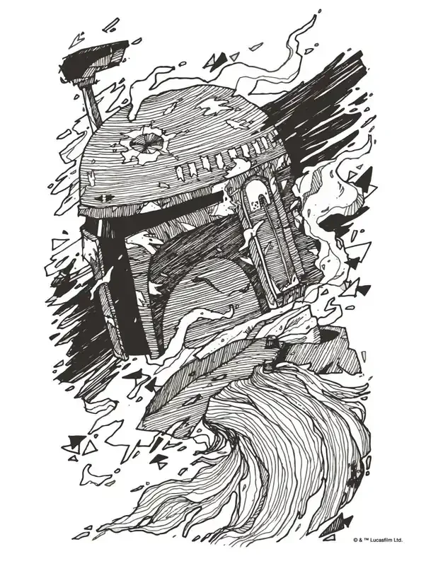 póster decorativo Star Wars Boba Fett blanco y negro de Disney – 612183