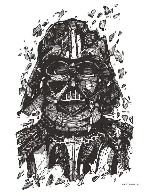 póster decorativo Star Wars Darth Vader blanco y negro de Disney – 612189