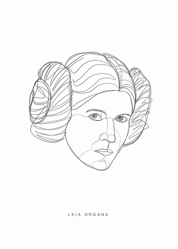 póster decorativo Star Wars Leia blanco y negro de Disney – 610226