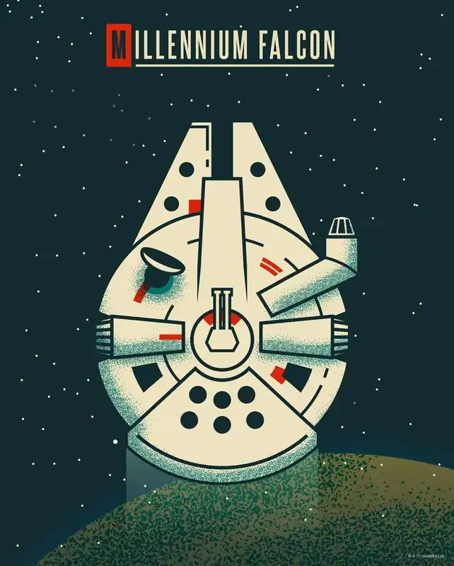 póster decorativo Star Wars Millenium Falcon azul oscuro de Disney – 612856