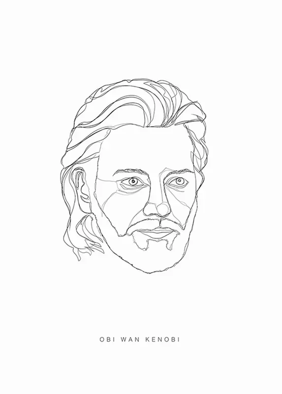 póster decorativo Star Wars Obi Wan blanco y negro de Disney – 610232