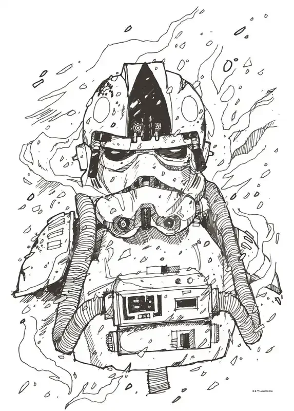 póster decorativo Star Wars Pilot blanco y negro de Disney – 612188