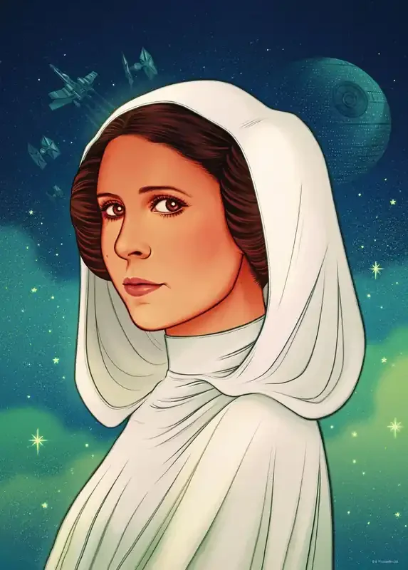 póster decorativo Star Wars Princess of Alderaan azul, verde y blanco de Disney – 612869