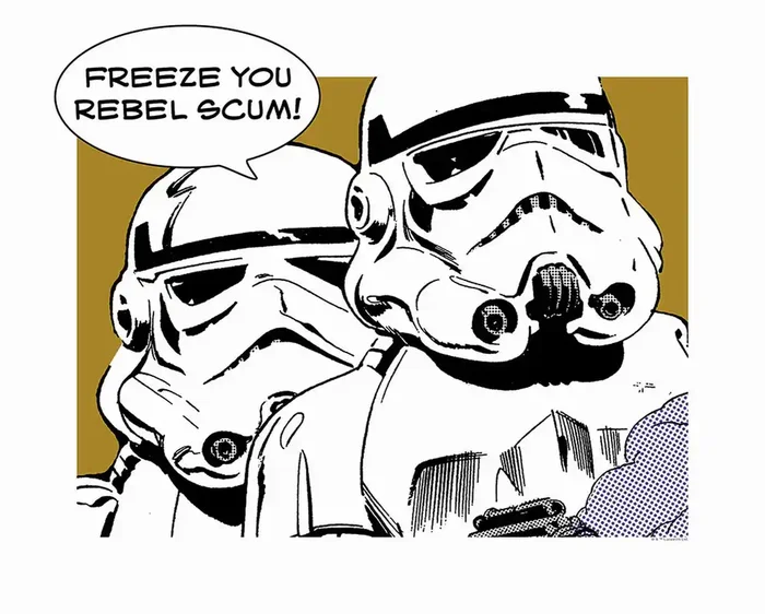 póster decorativo Star Wars Stormtrooper amarillo ocre, negro y blanco de Disney – 610243