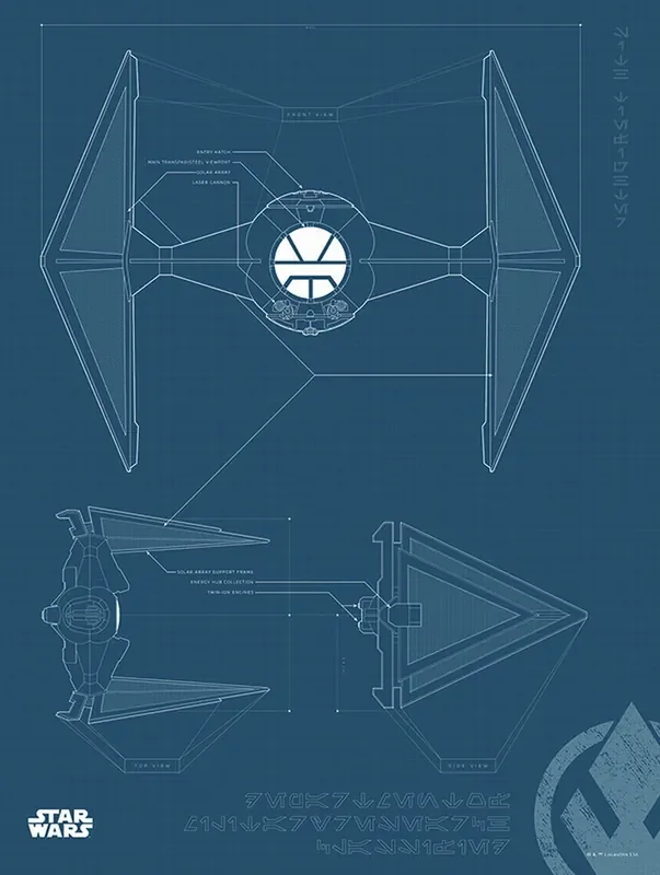 póster decorativo Star Wars TIE fighter azul oscuro de Disney – 611683